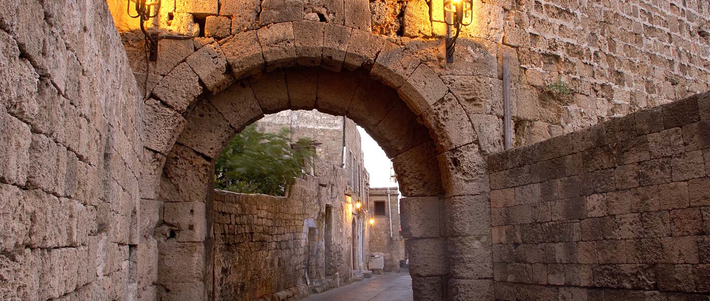 Rhodes Old town entrance to Mango Restaurant